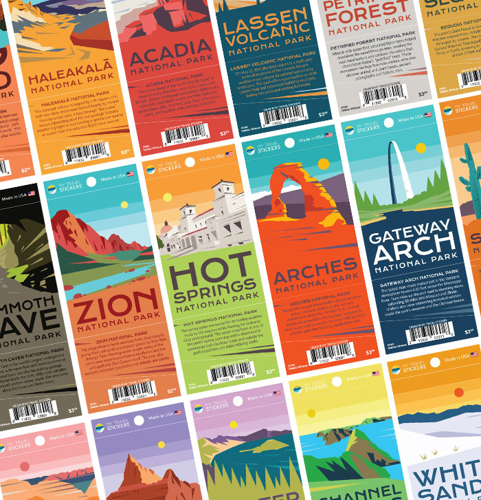 63 National Park Stickers - Color Block Complete Set