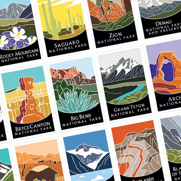 National Parks 66 Mini Emblem Sticker Set